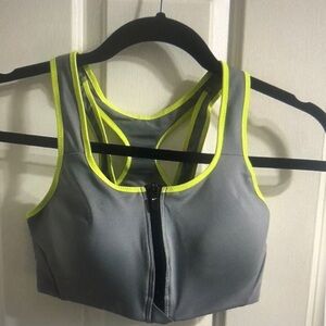 Nike Gray and Neon Yellow Sports Bra